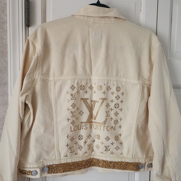 GAP Jackets & Blazers - GAP .Cream Yellow Denim Jacket with Gold Logo .pit To Pit 22"